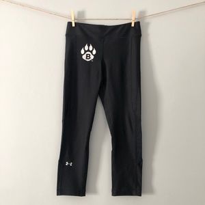 Under Armour 3/4 Running Tights Legging Size S Bates College Bobcat Logo